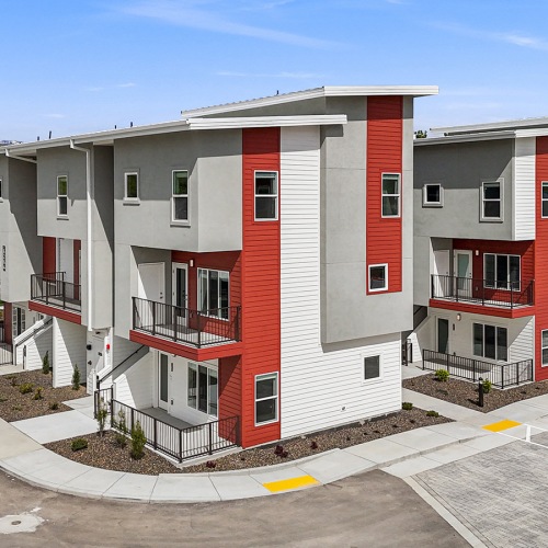 multi-level buildings ith a street in front of them